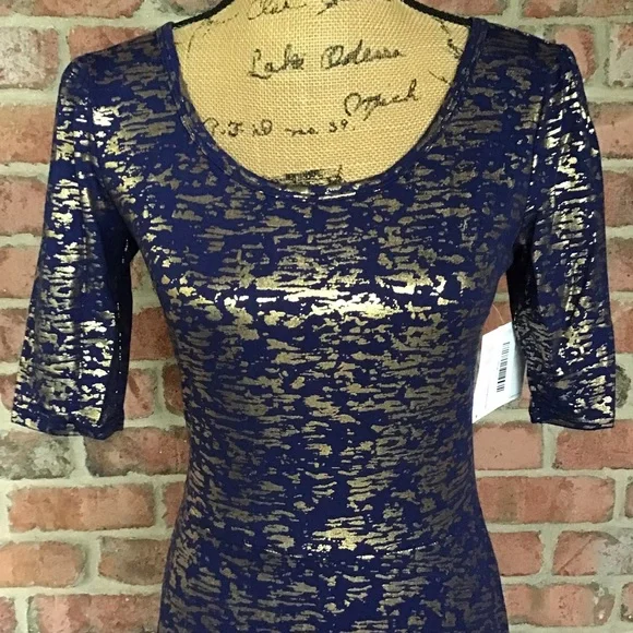 LuLaRoe Ana Maxi Dress Elegant Blue With Metallic Gold XS & SM Available NWT! - Picture 4 of 12